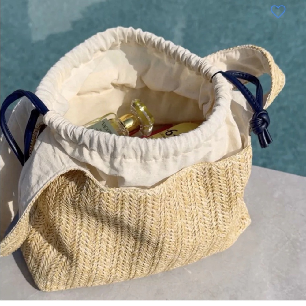 New Blue Mercury Tan Woven Straw Bag - Picture 2 of 5